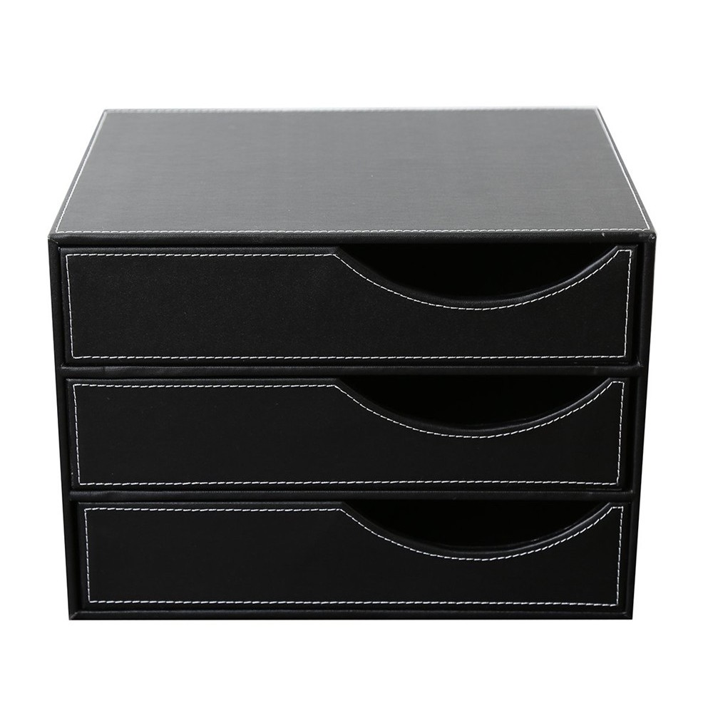Kingfom 3 Drawer Office Desktop Leather Stationery Document