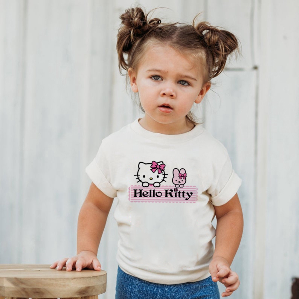 Material: 100% Cotton Girls Hello Kitty Short Sleeved T-Shirts 100% Cute 4 years, MJ3496 