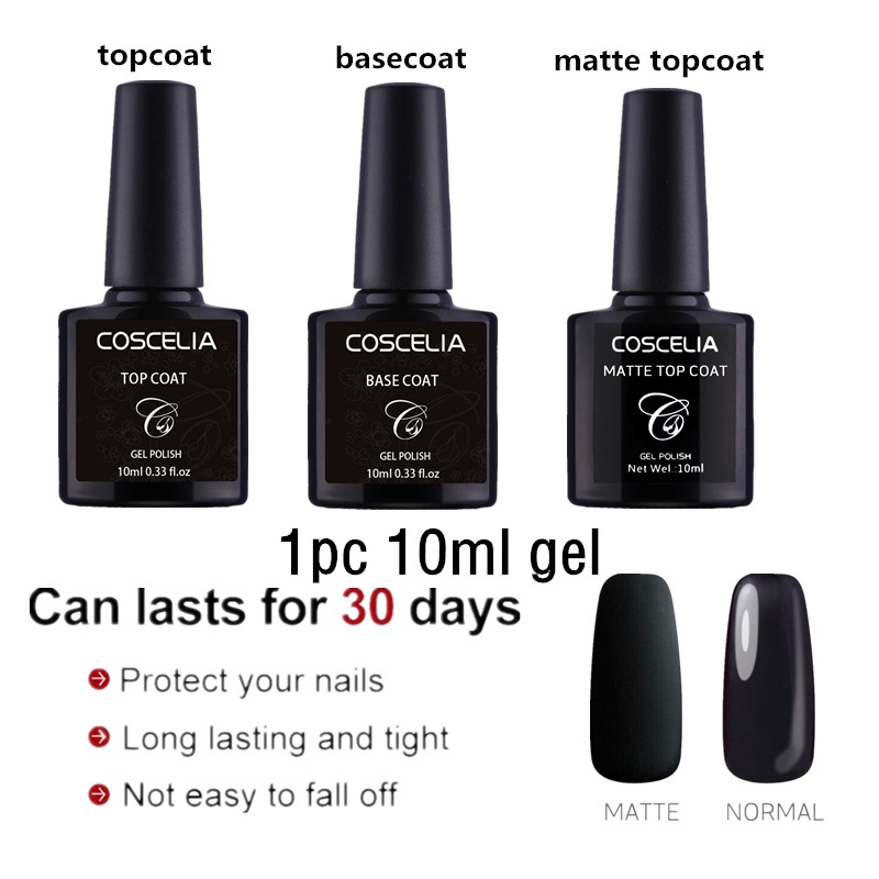 Coscelia Nail Base Gel 10ml Nail Primer Gel Topcoat 1pc Clear Nail TOP BASE  Coat Matte Topcoat GEL Nail Design | Shopee Malaysia