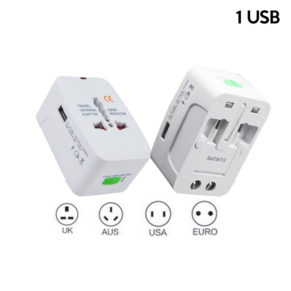 Universal Travel Adaptor 1 USB Port International Adapter Worldwide AU EU UK US Plug Travel Adaptor多功能插座