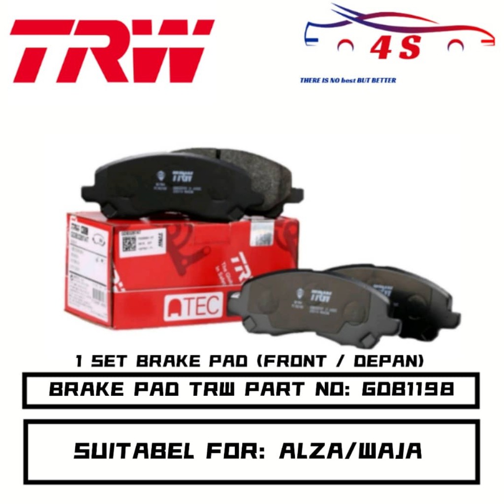 Trw Proton Waja Perodua Alza 1st Model Front Brake Pad Gdb1198 Shopee Malaysia 