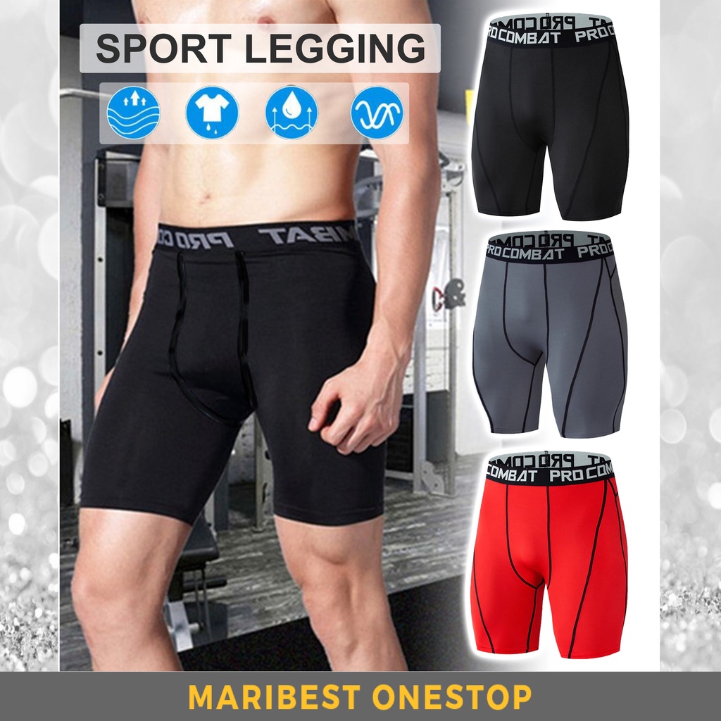Men Compression Fitness Shorts Quick Dry Legging Tights Gym Short Slim Fit Elastic Legging Seluar Pendek Sukan 运动紧身裤