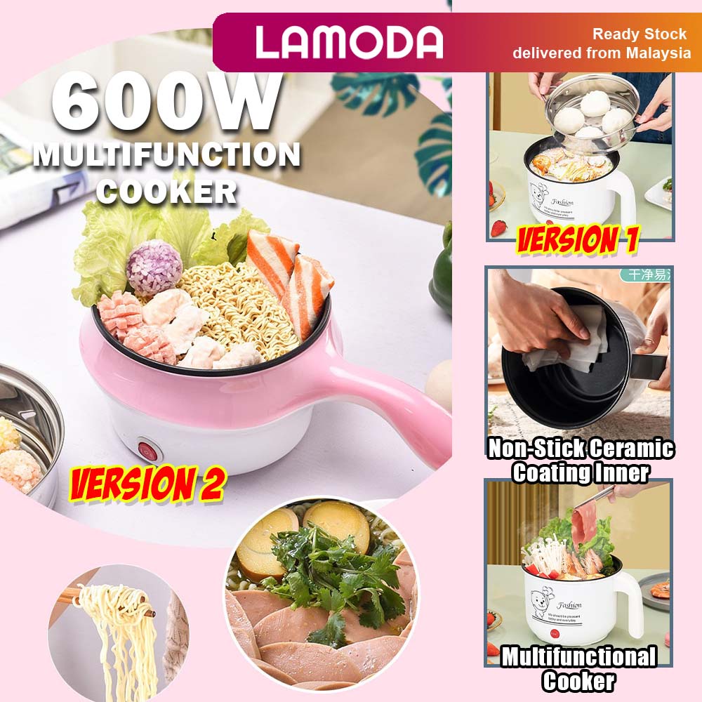 [ONE SIZE][Lamoda]MULTI COOKER 1.5L/1.8L Non Stick Electric Pot /Mini Rice Cooker With Steamer Ceramic Frying Pan