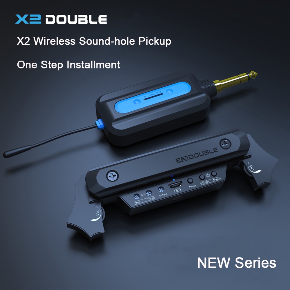 DOUBLE X2 Wireless Soundhole Pickup With Receiver Microphone 30M ...