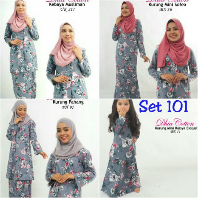 SET 101 SEDONDON BAJU KURUNG COTTON DHIA COTTON baju raya 