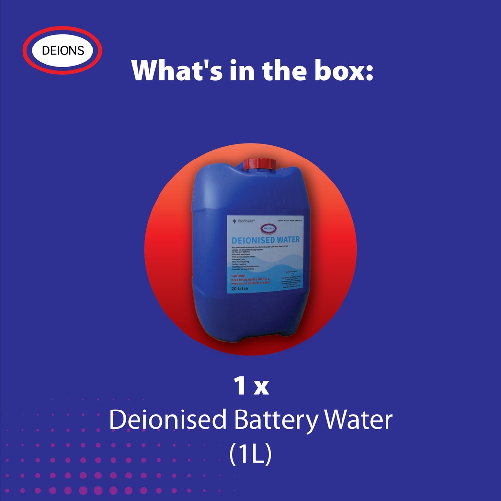 [BULK BUY] Deions Deionised Battery Water (20L) 100 Pure & Clean Water