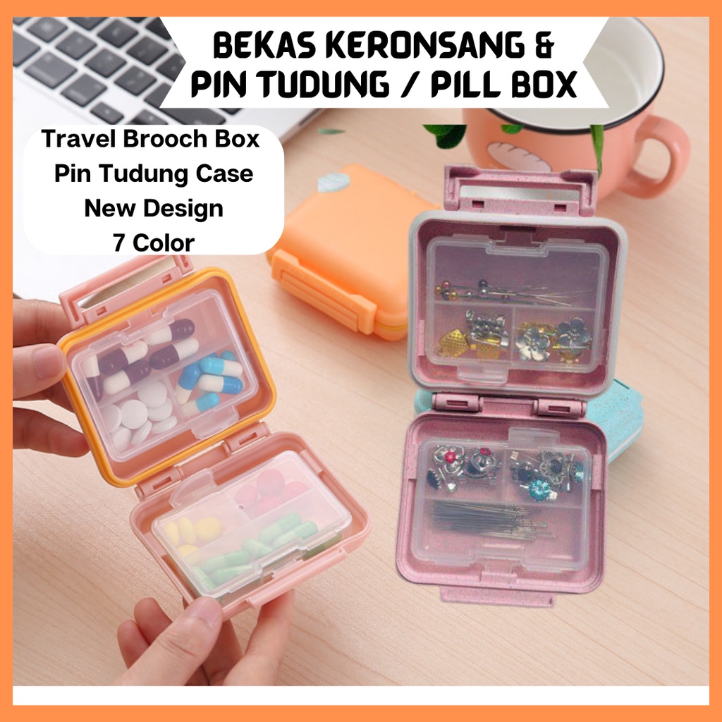 Bekas Pin Tudung keronsang Getah Rambut / Travel brooch box / Portable ...