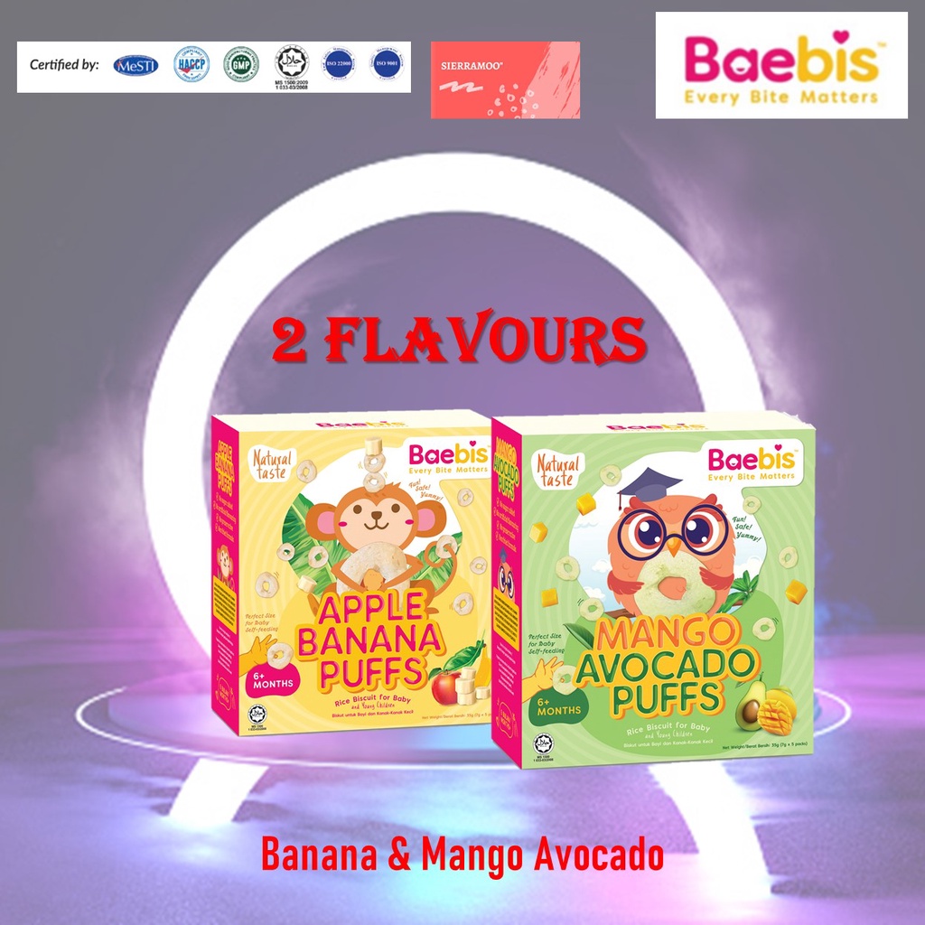 (Promo) Baebis Organic Baby Rice Puffs ,Baby Snack Biscuit For 6 ...