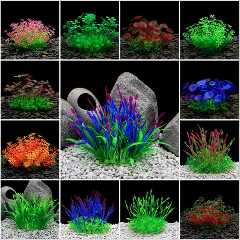 Artificial Grass Plastic Plants For Fish Tank Aquarium Decoration Plump ...