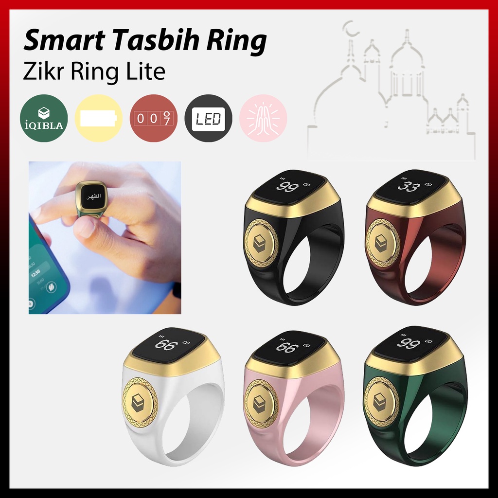 Zikr Lite 20mm Ring USB Rechargeable Bluetooth Smart Tasbih Digital ...