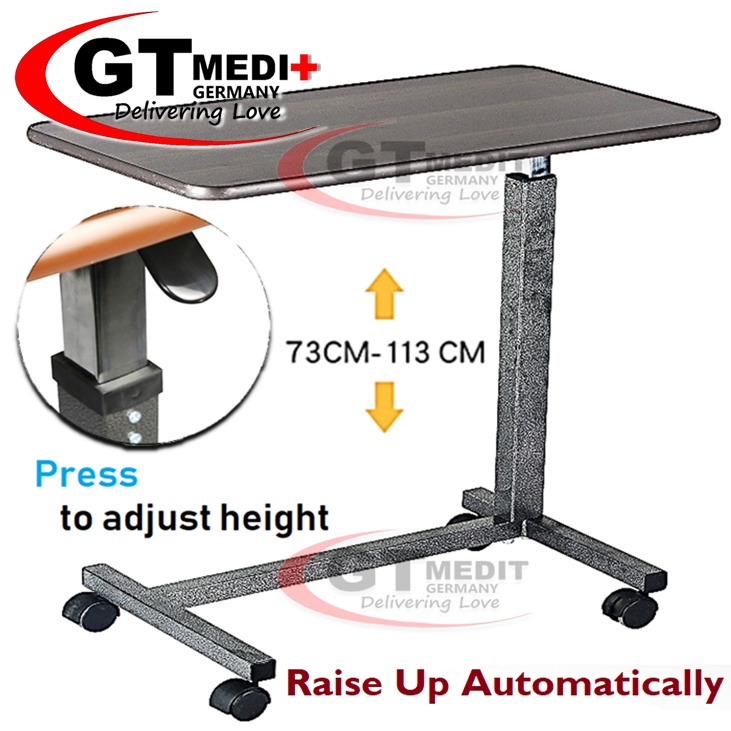 【Height Adjustable】 Hospital Bed Mobile Overbed Table Side Table with HShaped Base With Wheel