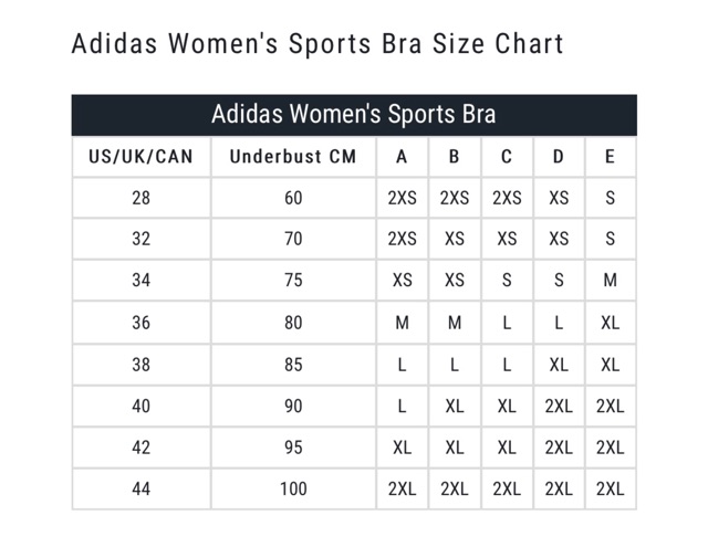 lululemon bra size chart