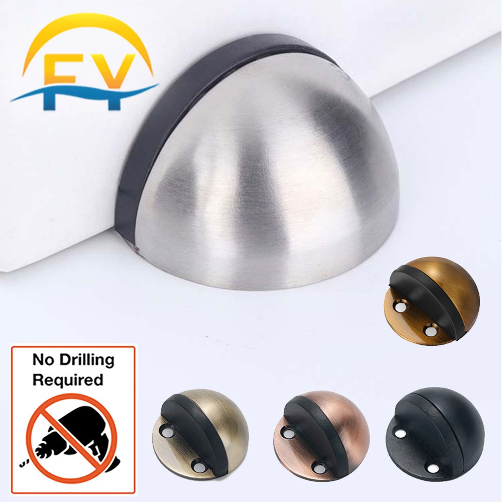 (No Drilling) FY Half Moon Door Stopper Stainless Steel Non