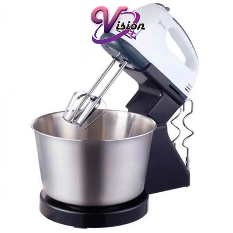 Double Beater 7 Speed Hand Stand Mixer 1.7L Bowl Stainless Beater Steel Mix & Whisk