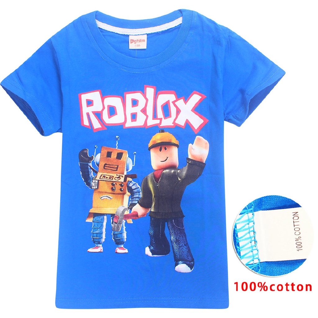 Kids Boys Clothing Pure Cotton Roblox Cartoon Boy T Shirt Short Sleeves 6 14y Shopee Malaysia - boys 8 20 roblox ready set build tee products tees