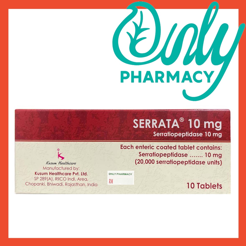 Serrata 10MG Enteric Coated Tablets 10'S ( Serrapeptase Enzyme For ...