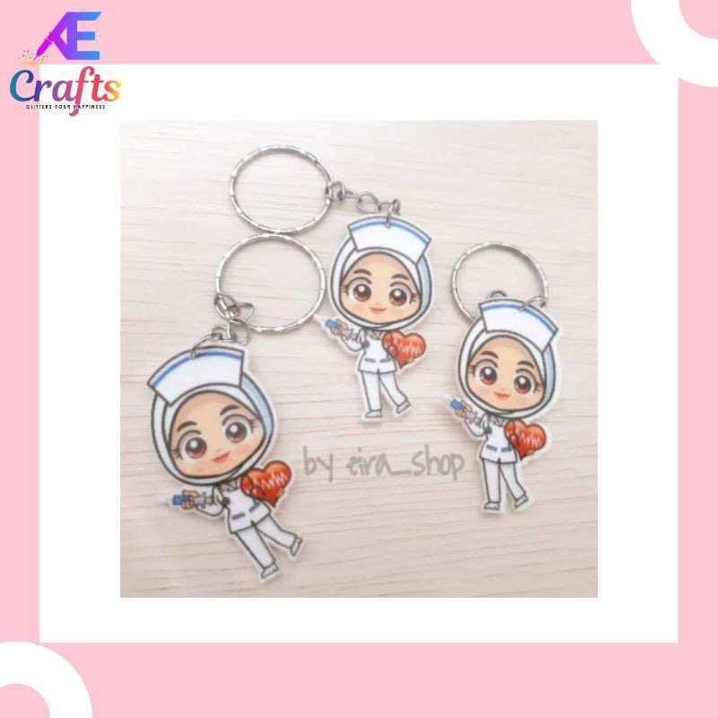 Keychain Doodle Nurse 5cm Gantungan Kunci Jururawat Shopee Malaysia