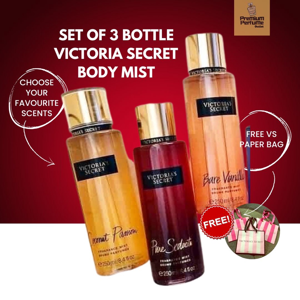 Victoria Secret Perfume Body Mist Set 3 Bottles Fragrance 250 ml For