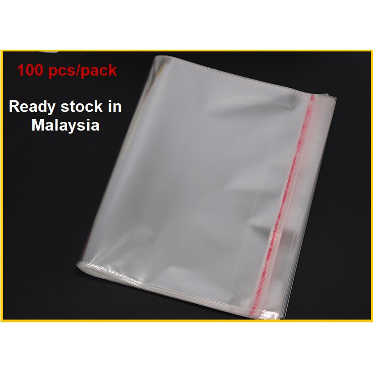 100 Pcs Self Adhesive Plastic Bag Opp Transparent Packaging Tudung T Shirt Shopee Malaysia