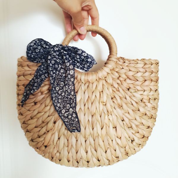 semi circle straw bag