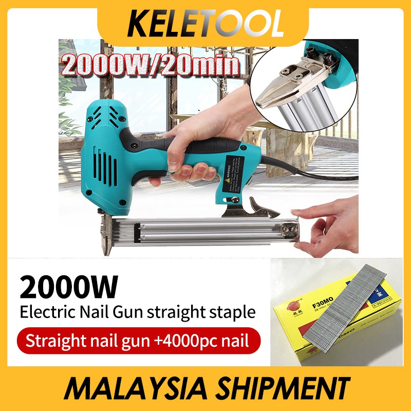 15 30mm Electric Straight Nail Gun Heavy Duty Woodworking Tool Electrical Staple Nail 220v 2000w Portable Electric Tacker Gun Shopee Malaysia