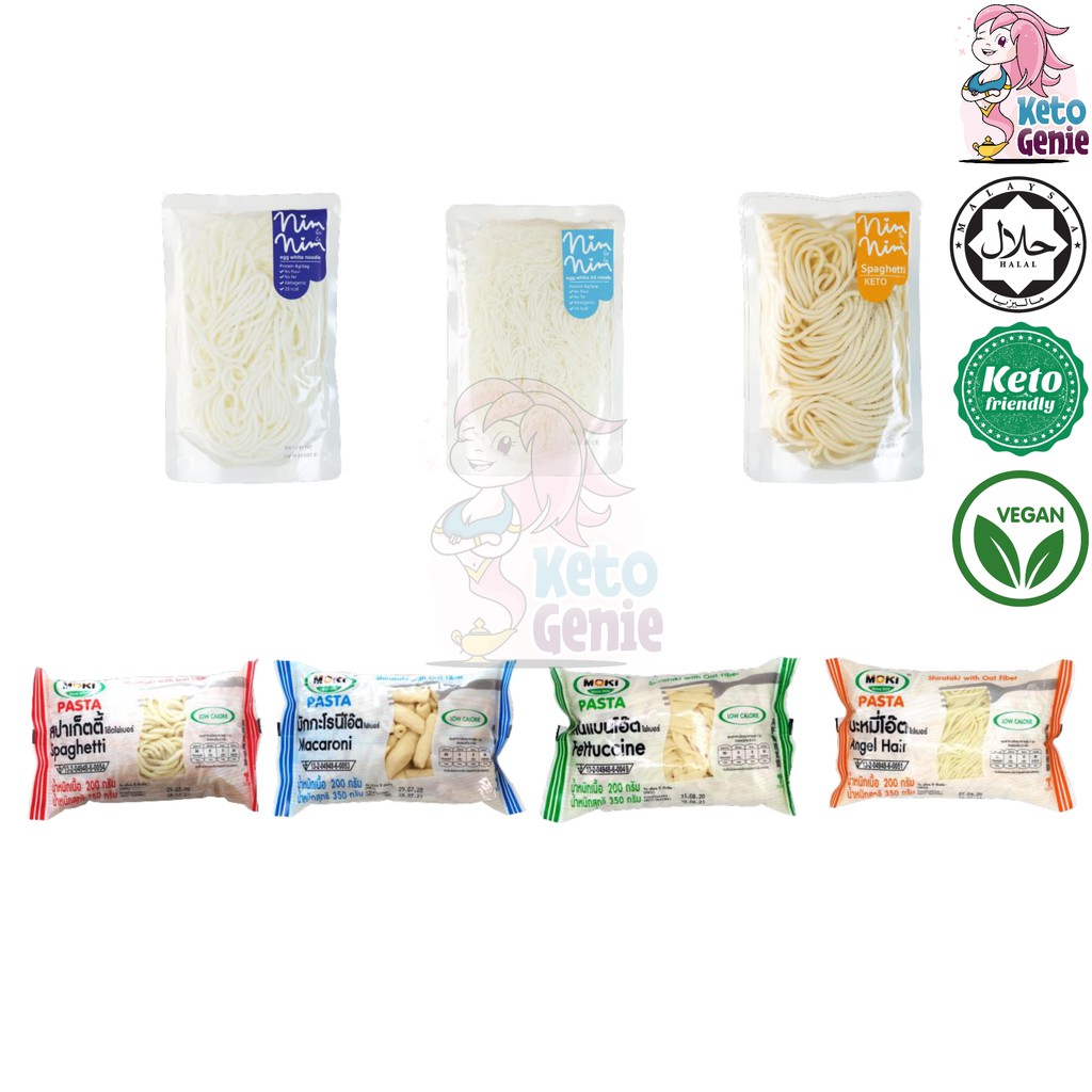 MOKI Oat Fiber Konjac/NIMNIM Egg White Noodles 180g/EGGYDAY Egg White Noodles 100g Halal, Low