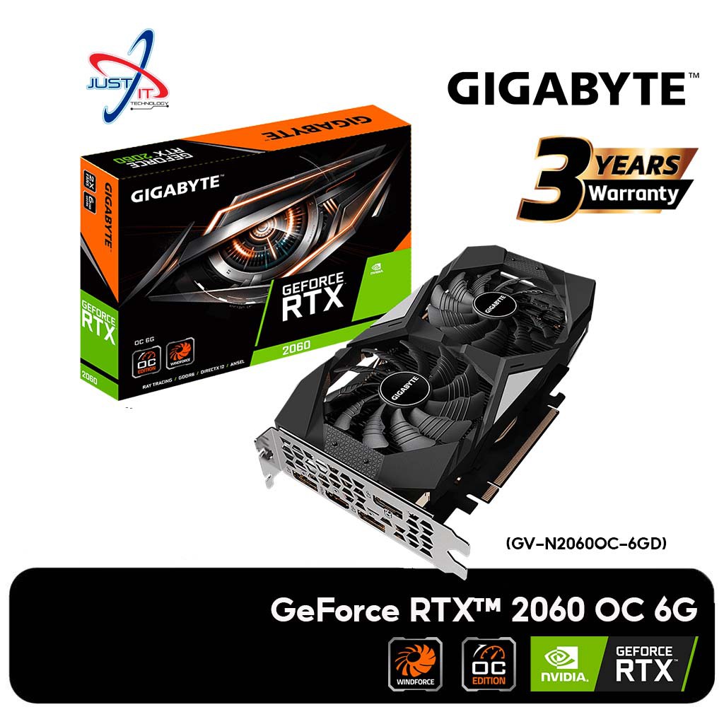 Gigabyte GV-N2060OC-6GD RTX2060 OC 6GB GDDR6 VGA Card | Shopee Malaysia