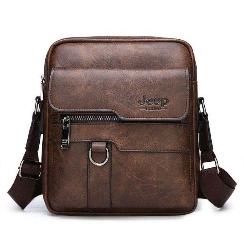 **JEEP BULU Tas Kurir Lelaki, Sling Bag, Beg Silang Badan Perniagaan, Kulit PU, Beg Kulit Lelaki**
