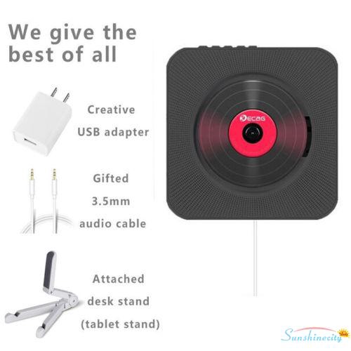 Portable CD Player Alice Dreams Wall Mountable Wireless CD Music Player Bluetooth Speaker MP3 Player with Remote Control and MP3 3.5MM Headphone Audio jack AUX input/output White 