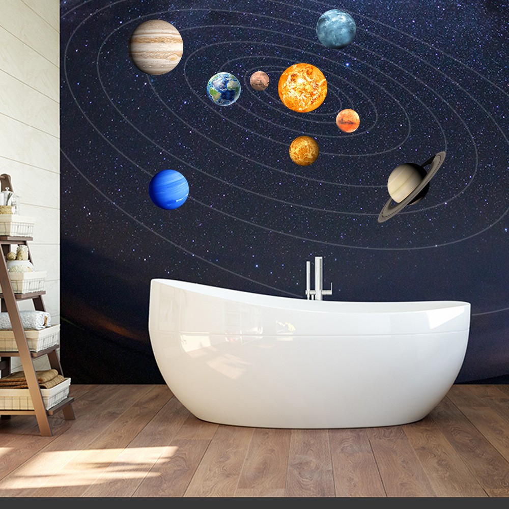 Nine Planets Solar System Luminous Stick Removable Glow In The Dark Art Wall Stickers For Kid Room Bedroom Ceiling Home