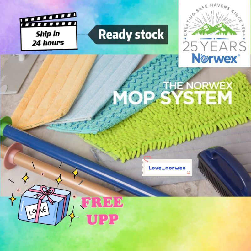 Norwex Super Trio Mop System Starter Wet Dry Tile Chenille window mop