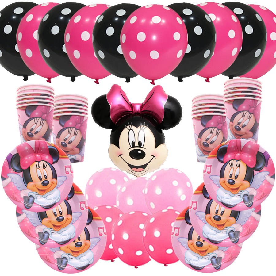 Disposable Tableware Set Minnie Mouse Paper Plates Cups Mickey