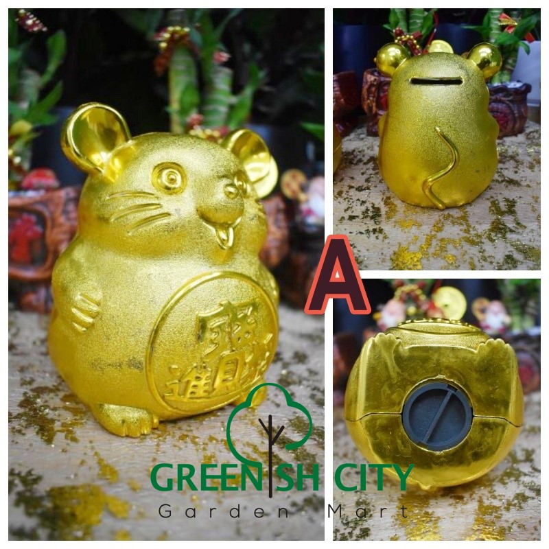 GNC - Gold Rat Pig Mini Coin Bank Tabung Duit 迷你可爱金猪老鼠存钱桶