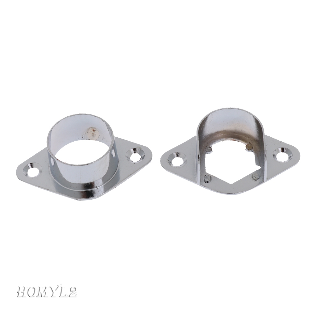 Pack 2 Metal Curtain Pole Wall Recess Bracket Curtain Rods Finials