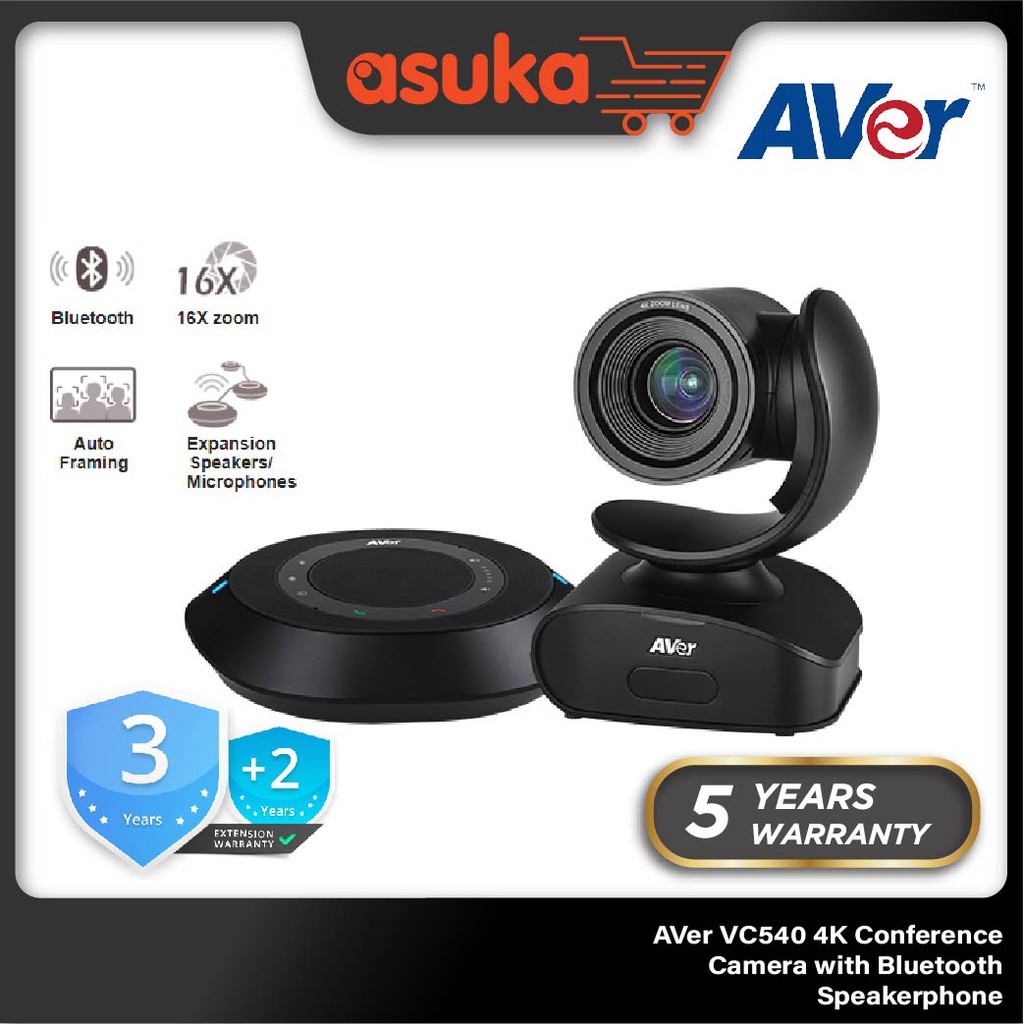AVer VC540 4K Conference Camera with Bluetooth Speakerphone for Medium-to-Large Rooms