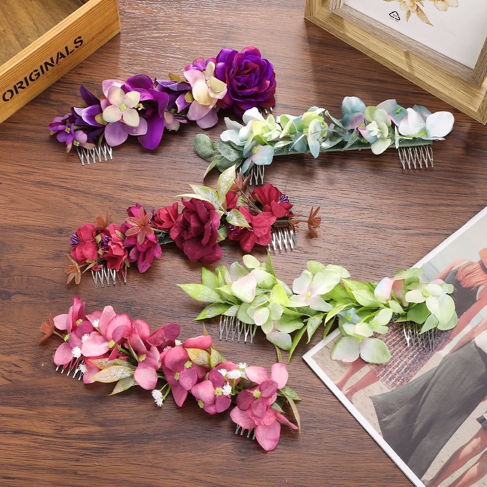 Korean Handmade Artificial Flower Hair Comb Bridal Shadow Real Estate Show Hairpin  Hair Accessories | Shopee Malaysia