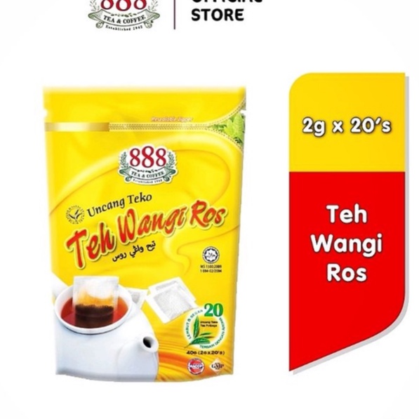 888 Teh Wangi Ros Pot Bag / Uncang Teko (2g x 20 Sachets) | Shopee Malaysia
