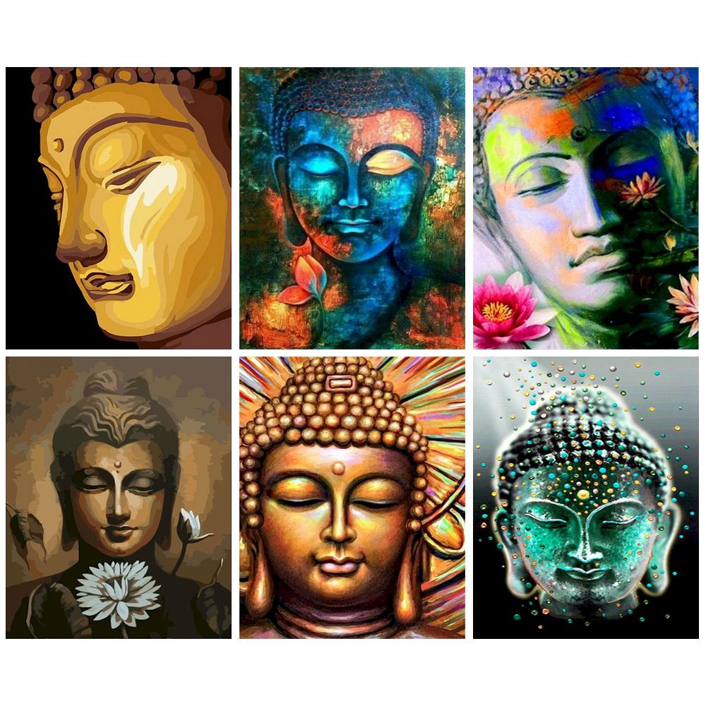 RUOPOTY 60x75cm/50x65cm/40x50cm Frame Paint By Number Buddhism Drawing