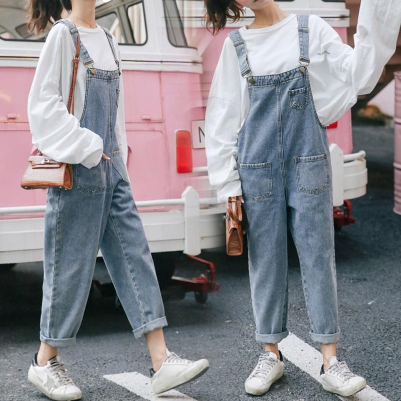 Overall Celana Panjang Jeans Denim Lurus Longgar Warna Overall Celana Panjang Jeans Denim Lurus Longgar Warna
