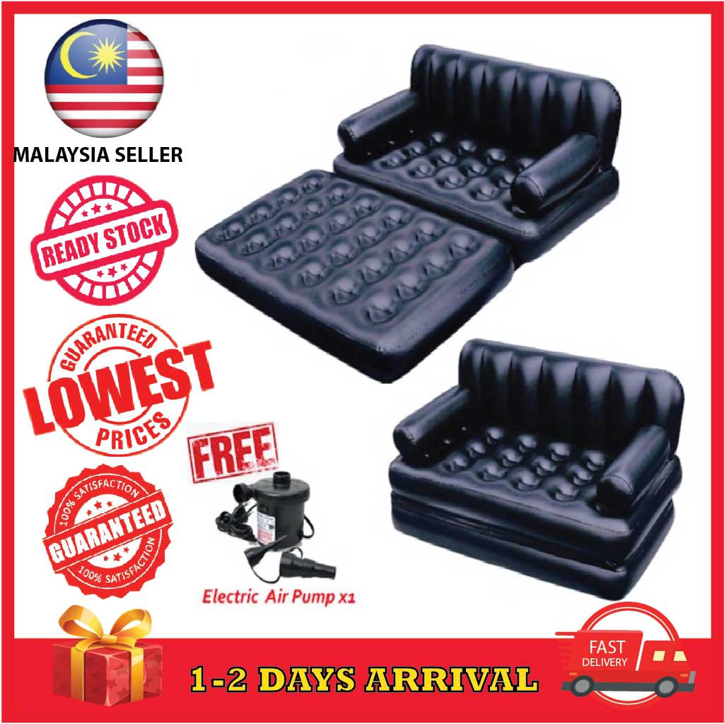 Inflatable Double Sofa Couch Air Bed With Electric Pump Baci Living Room