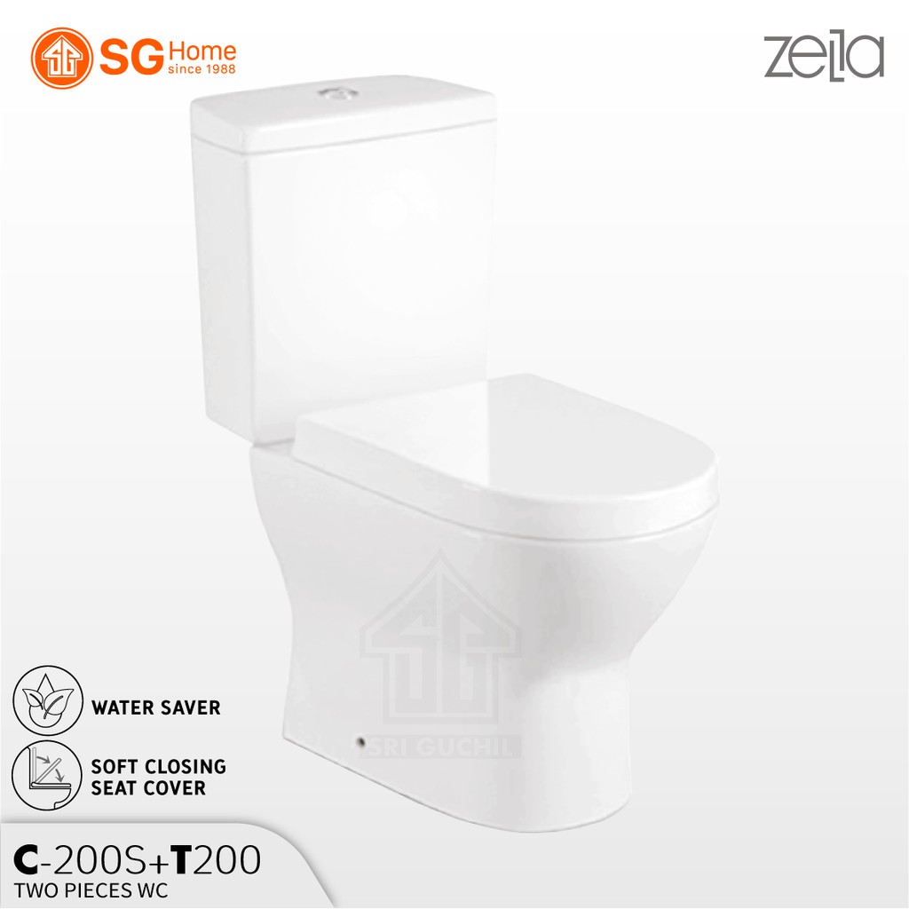 [ZELLA] C200S + T200 Two Piece Toilet Washdown Water Closet (STRAP
