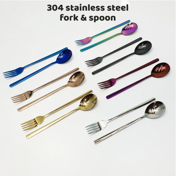 304 Stainless Steel Cutlery Set Spoon Fork / Korean Style Cutlery Set