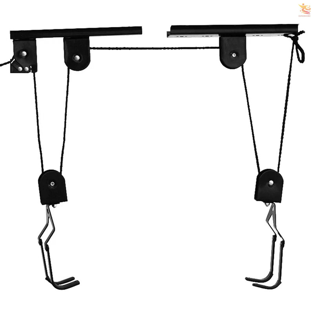 Bicycle Hoist Garage Storage Bike Lift Pulley System With 25kg 50kg Bearing Overhead Bike Rack Heavy Duty Ceiling Bicycle Hanger With Kayak Hanging Straps Shopee Malaysia