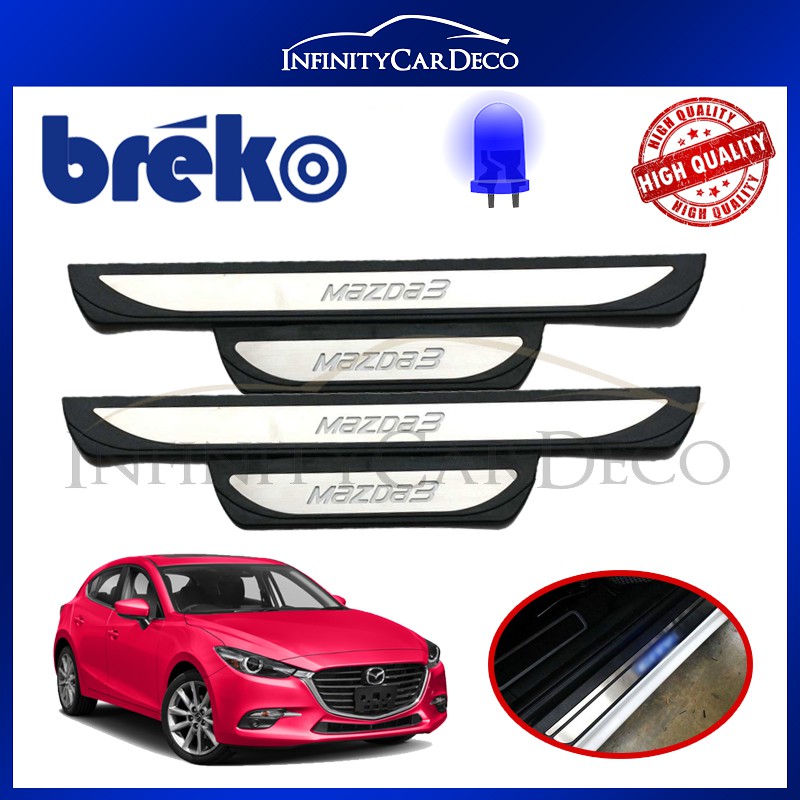 Breko Mazda 3 2015 2017 Blue Led Stainless Steel Door Side Sill Step Plate Shopee Malaysia