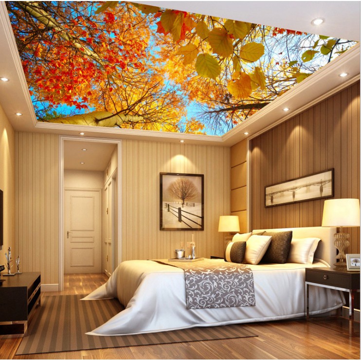 Customized Size Modern 3d Seamless Mural Ceiling Wallpaper For Home Hotel Decor