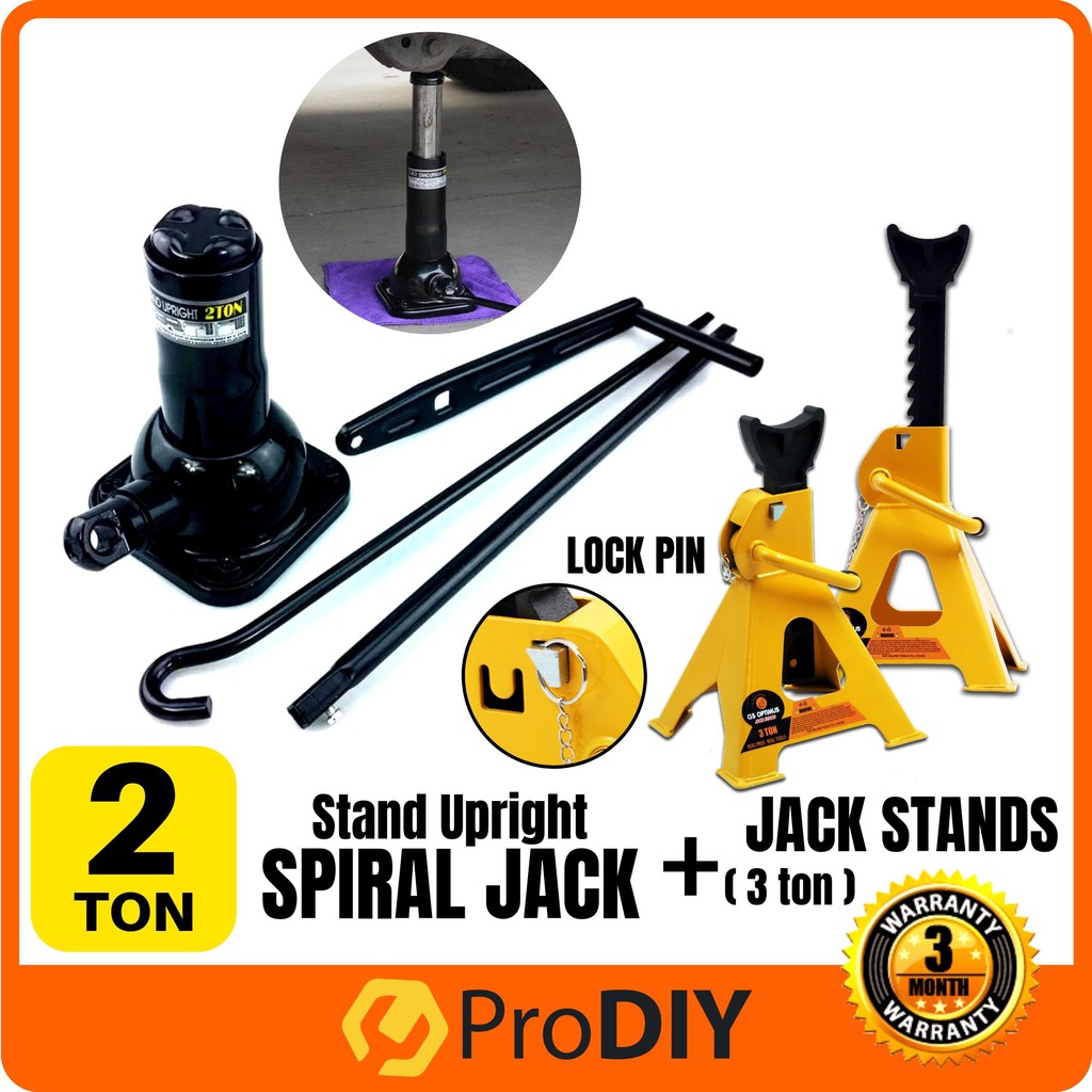 Combo 2 Ton Stand Upright Spiral Hydraulic Floor Jack Car 3 Ton