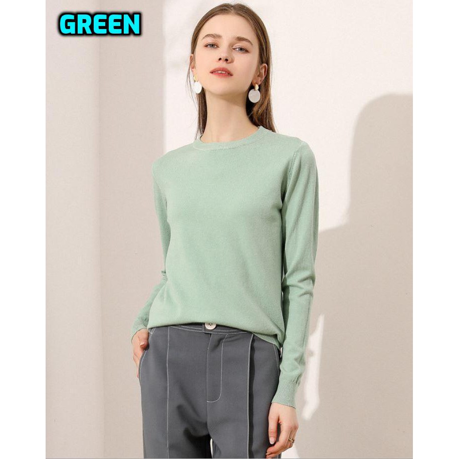 SV445 -M to XXL M'SIA Stok Sedia Fesyen Baju Wanita Ready Stock Long Sleeve Women Knitted Top Women Top长袖圆领针织衫