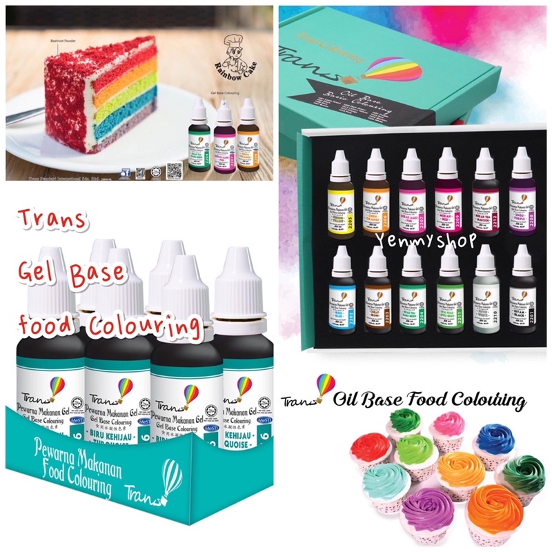 [HALAL] TRANS 25gm/0.88oz GEL BASE EDIBLE FOOD COLOURING COLORING PEWARNA MAKANAN 食用色素 Shopee