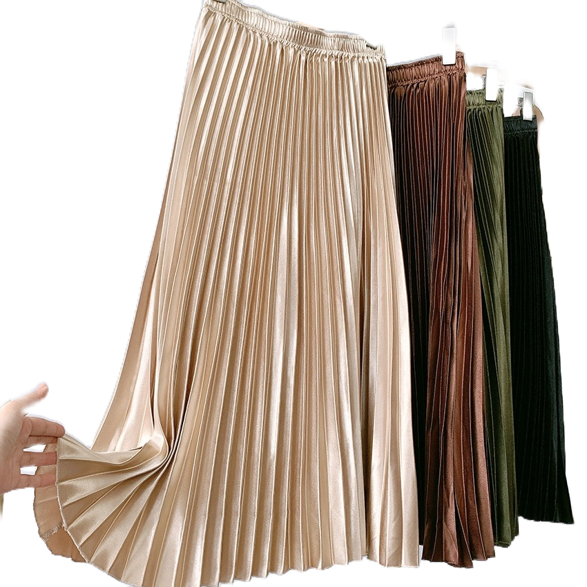 WCS002_Jayce Skirt Labuh Satin Dress Long Pleated Skirt Satin Skirt