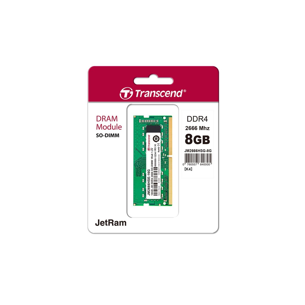 Transcend Jetram So Dimm 8gb Ddr4 2666mhz 1rx16 Dram Jm2666hsg 8g Shopee Malaysia